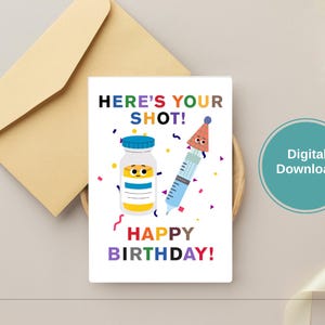 Cartão de Feliz Aniversário "Aqui está sua foto" - Trocadilho médico engraçado para enfermeiros, médicos, estudantes de medicina, profissionais de saúde - Feliz Aniversário para impressão