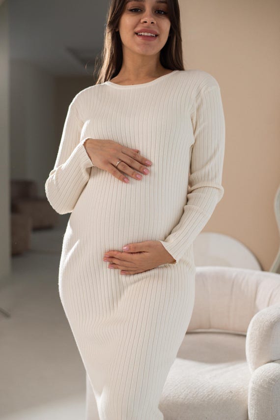 open lace back dress Mocha Ribbed Sleeveless Fitted Maternity Dress main image 1