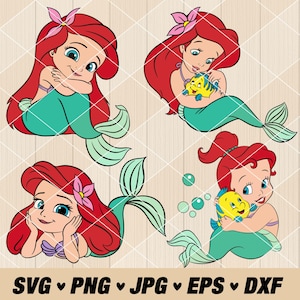 Pacote de Bebê Sereia Svg, Bebê Sereia PNG, Pequena Sereia Svg, Pequena Sereia PNG, Arquivos de Corte Svg