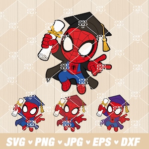 スーパーヒーローの卒業式SVG PNG、卒業式の日のSVG、卒業証書を持つスーパーヒーローのSVG、色分けされたレイヤー、Cricut用のSVGファイル