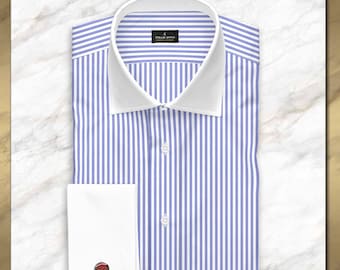 slim fit dress slacks Mens Silver Gray Royal Blue Paradise High Collar Shirt SANGI TUSCANY P main image 1