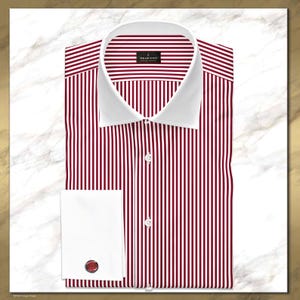 burgundy french cuff dress shirt Men's French Cuff Dress Shirt Spread Collar- Color Ecru, Medium (Neck 15-15 ½ Sleeves 34/35) main image 0