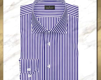 Black Blue Stripe Dress Shirt | Custom Tailored Fit | White Collar Cuffs |  Men Formal Wear - Etsy