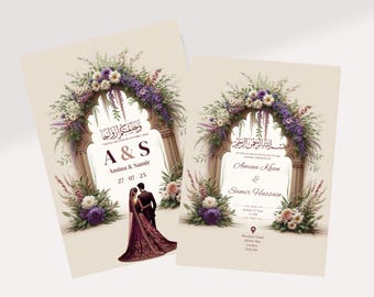 Editable Digital Muslim Wedding Invitation, Pakistani Wedding Invitation, Animated Wedding Invite, Indian Wedding Invitation, Walima, Purple