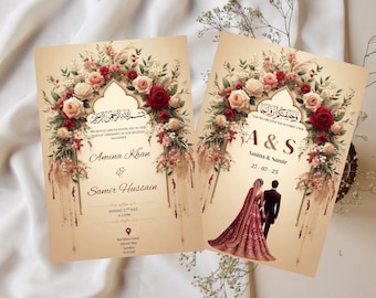 Bearbeitbare digitale Hochzeitseinladung | Pakistanische Hochzeitseinladung | Animierte Hochzeitseinladung | Indische Hochzeitseinladung l Walima
