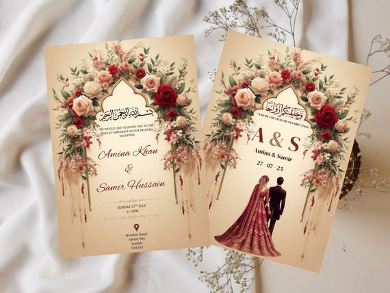 Editable Digital Muslim Wedding Invitation | Pakistani Wedding Invitation | Animated Wedding Invitation | Indian Wedding Invitation l Walima