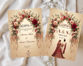 Bearbeitbare digitale Hochzeitseinladung | Pakistanische Hochzeitseinladung | Animierte Hochzeitseinladung | Indische Hochzeitseinladung l Walima