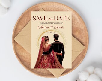 Bearbeitbare animierte Save the Date Einladung | Digital Video E-Einladen | Pakistanische Hochzeitseinladung | Indische Hochzeitseinladung