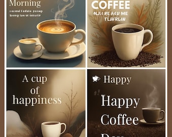 Coffee Digital Paper Bundle | Seamless Watercolor Coffee Patterns | Commercial Use PNG JPG Download