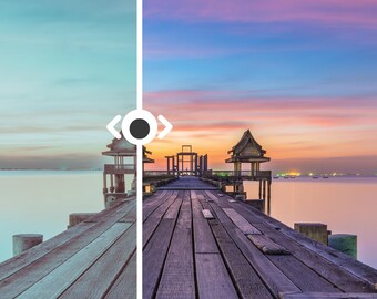 Conjunto rústico de antes y después: arte mural estilo granja