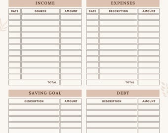 Planificador de presupuesto mensual imprimible: Seguimiento financiero (PDF)