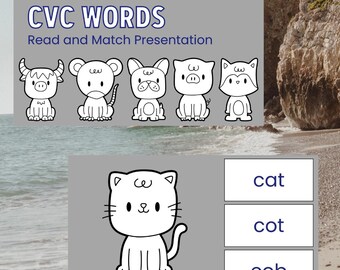 ABC Flashcards for Phonics Practice, CVC Word Cards, Picture Matching Activity, PreK Reading Flashcards.