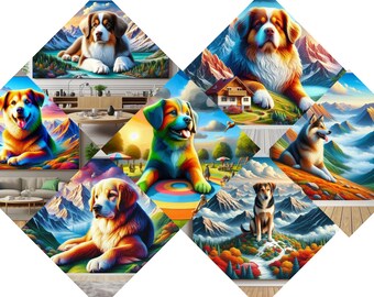 Impresión de pintura al óleo de perro / Arte vintage de mascotas / Descarga digital para decoración del hogar