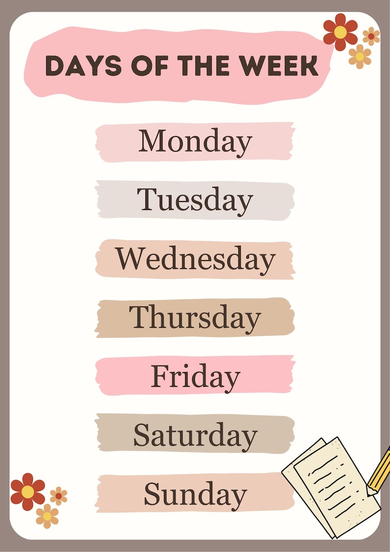 Week Blocks Monday Days of the Week Worksheet: Kids Learning Activity (printable PDF A4/US ...
