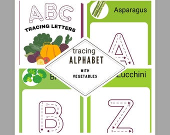 Fresh Vegetables Tracing Pages | Printable Pre-Handwriting Worksheets for Kids | Preschool & Kindergarten