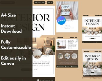 Plantilla de boletín informativo de diseño de interiores / Anuncio por correo electrónico de decoración del hogar editable en Canva (descarga digital)
