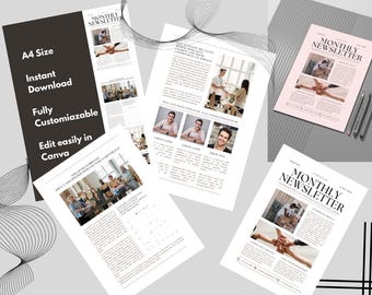 Plantilla editable para boletín corporativo en Canva / Noticias de la empresa y los empleados / Diseño de folleto para marketing por correo electrónico