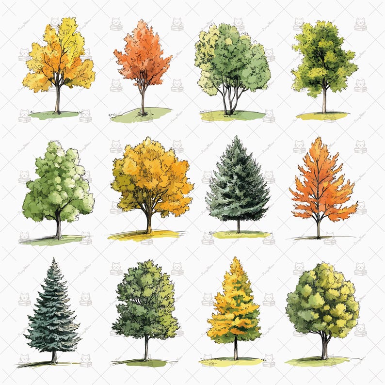 Tree Inclue Files Architectural Tree Elevations – 48 Vector Trees AI PSD PNG Jpg ...
