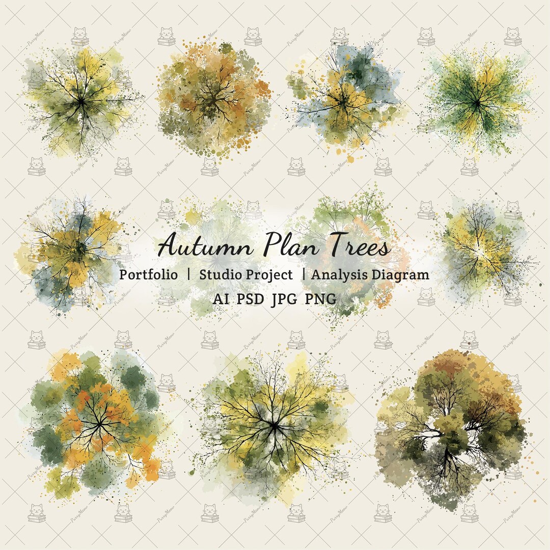 Autumn Plan Trees – Flat Canopy Graphics for Landscape & Architectural ...