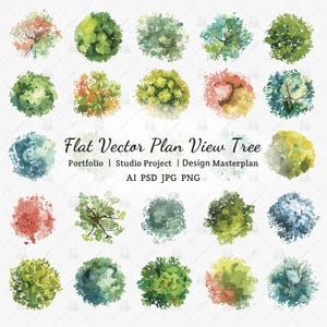 Flat Vector Colored Plan View Tree 01