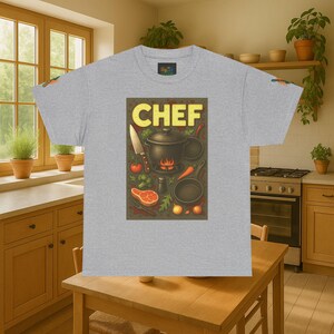 Chef Unisex Heavy Cotton Tee, Perfect Gift for Cooking Lovers, Funny Foodie Shirt, Culinary Style Tee, Ideal for Birthdays and Cookouts