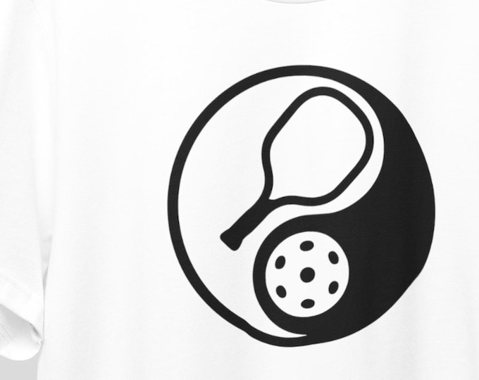 Featured listing image: Pickleball Paddle & Ball Design T-Shirt |  Yin Yang Tee  | Gift for player