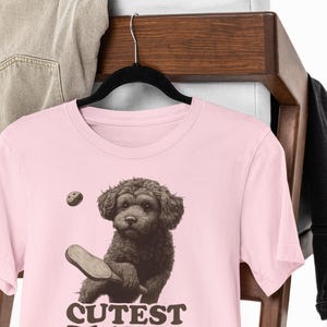 Cute Funny Pickleball Dog T-Shirt, Tee Shirt features a cute puppy playing sport, Perfect birthday gift for the Pickleball Mum