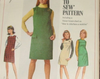 Jumper Dress 1960s Vintage Sewing Pattern SIMPLICITY 7270, Bust 32