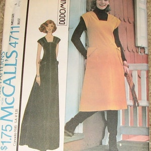 Maxi Dress or Midi Jumper 1970s Vintage Sewing Pattern MCCALLS 4711, UNCUT