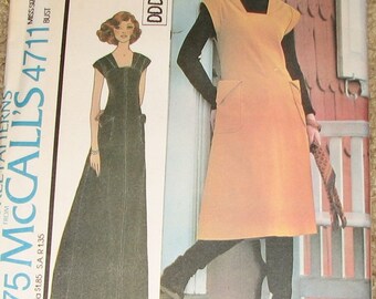 Maxi Dress or Midi Jumper 1970s Vintage Sewing Pattern MCCALLS 4711, UNCUT