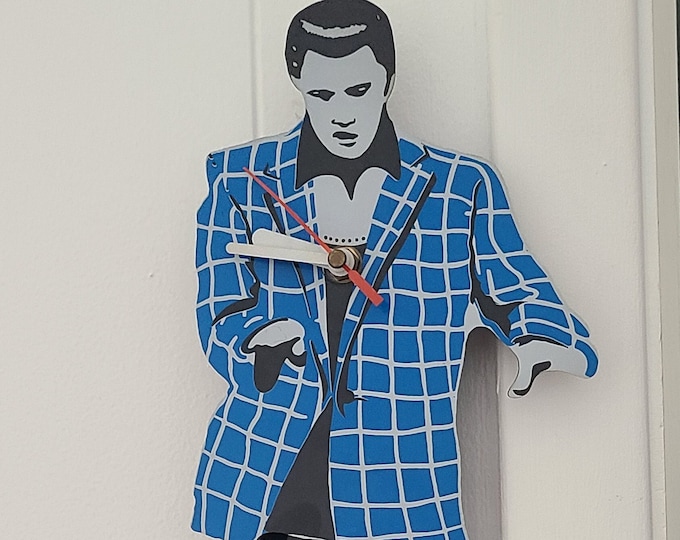Vintage Elvis Clock With Swinging Legs / Hips Wearing Blue Suede Shoes