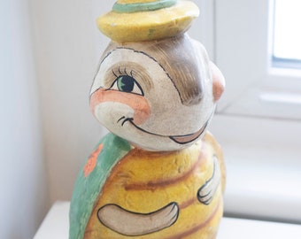 Vintage Kids Bank, Large Kitsch Turtle or Tortoise Figurine, 1960s 60s Japan, Mid Century Nursery Japan