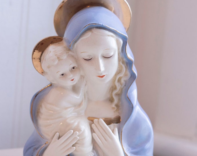 Vintage Religious Figurine Bust of the Blessed Mother Mary and Etsy