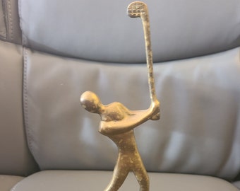 80s Vintage Brass Golfer Statue Figurine or Bookend