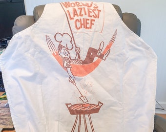 Vintage BBQ or Grilling Apron for Men - Worlds Laziest Chef Funny Humor