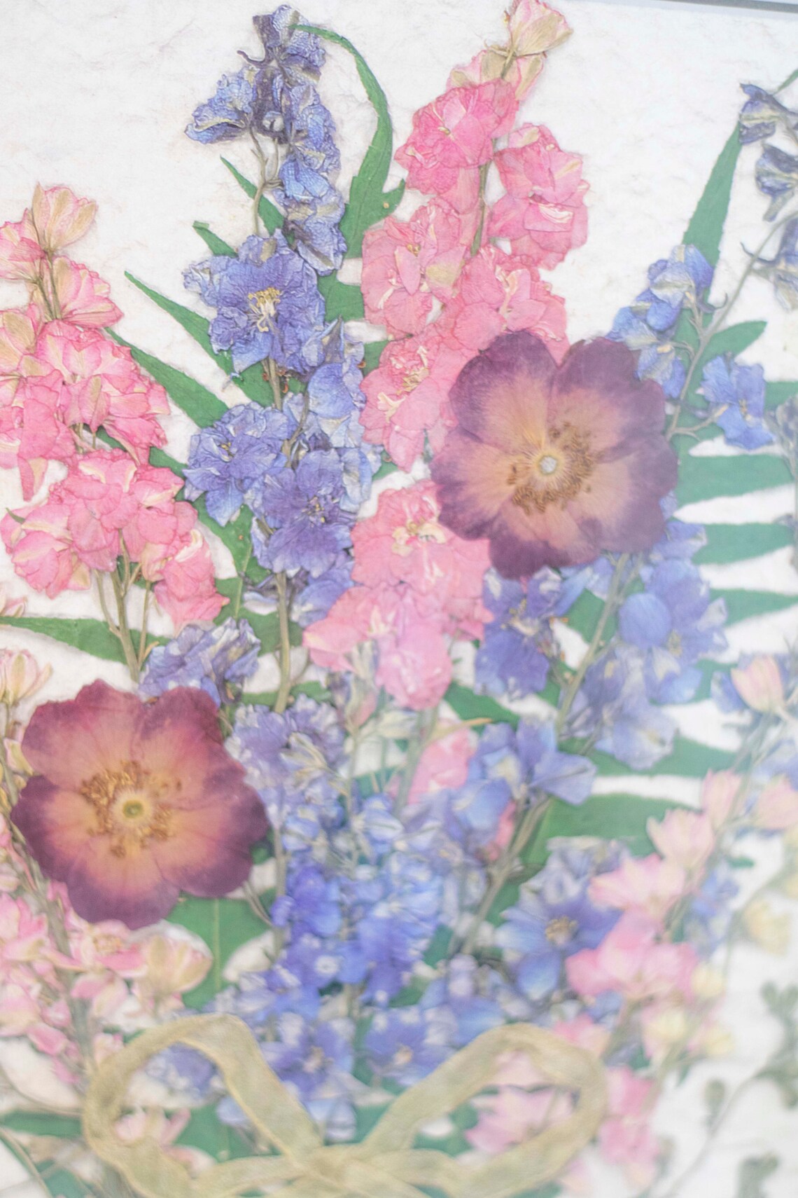 Vintage Pressed Flower Print Signed Floral Art Pink Purple Etsy