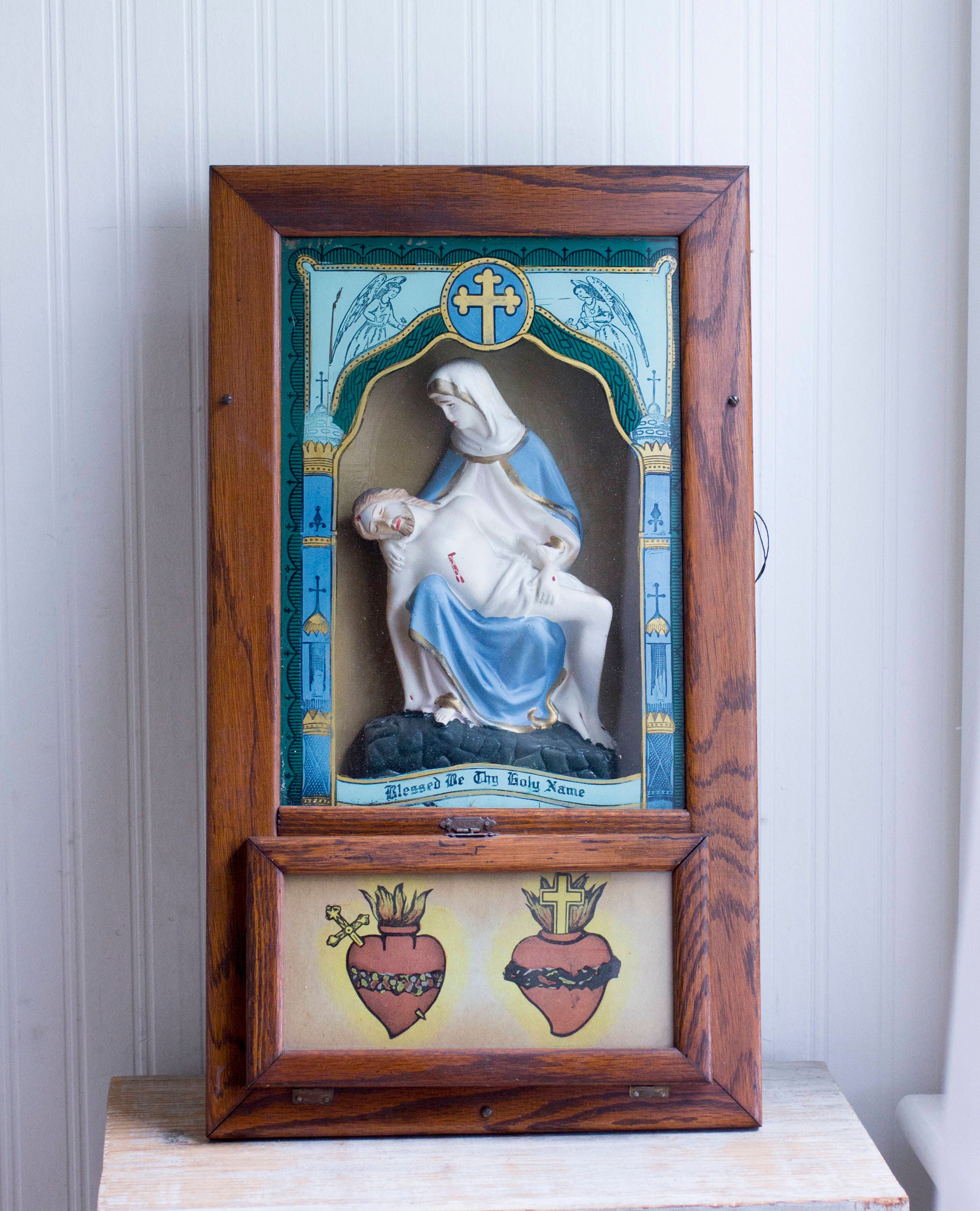 Antique The Pieta Religious Shadow Box Vintage Catholic Etsy