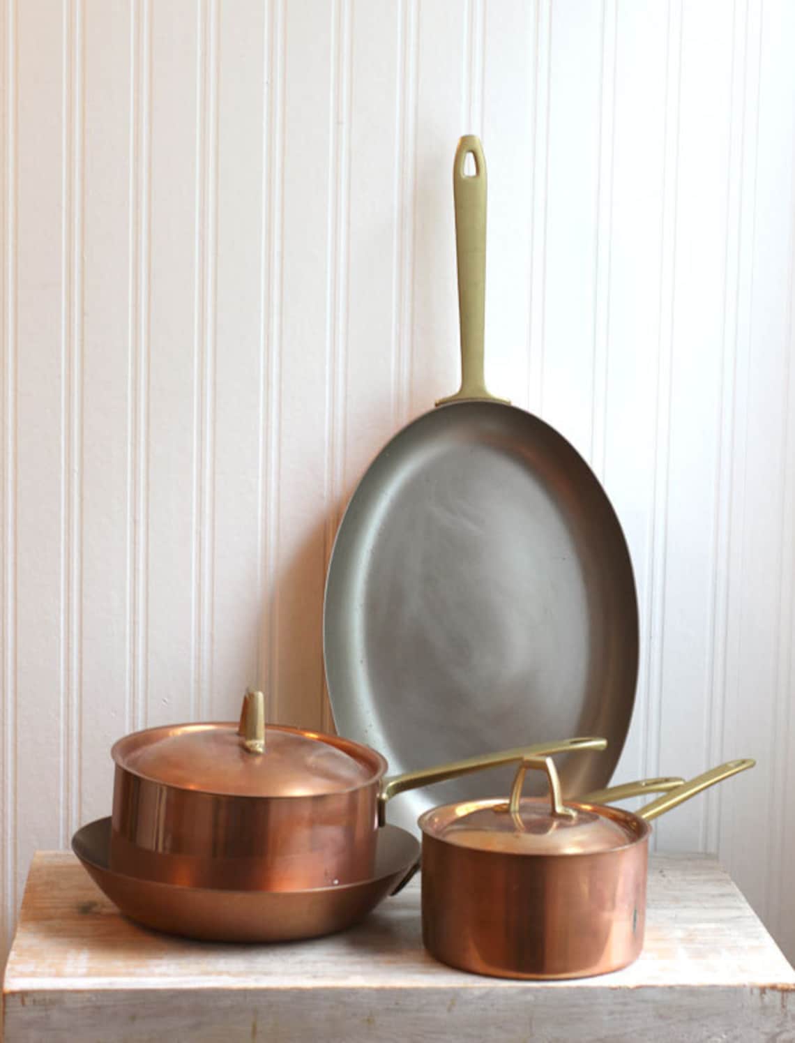 6 pc Paul Revere Limited Edition Copper Pots Pans Oval Brass Etsy