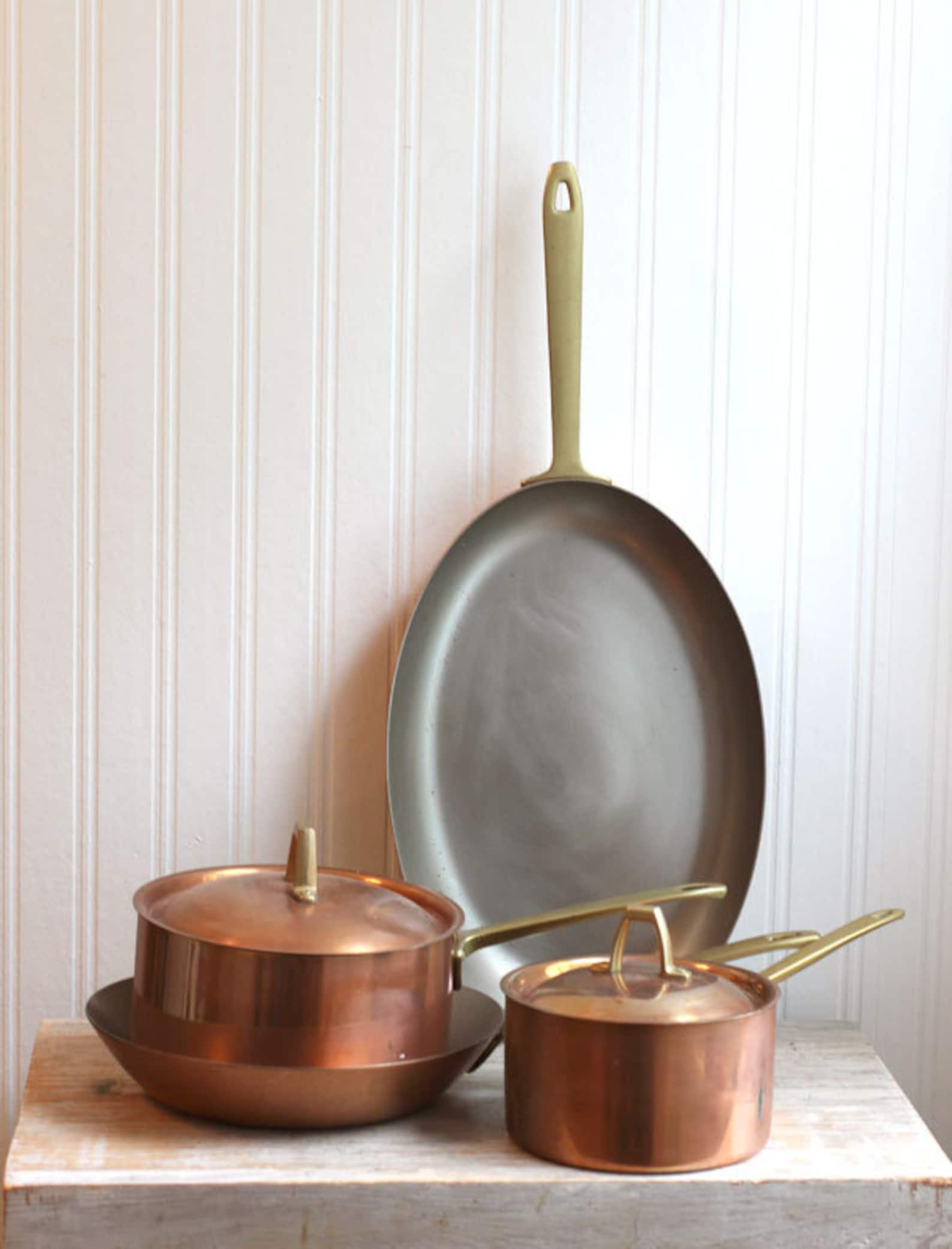 6 pc Paul Revere Limited Edition Copper Pots Pans Oval Brass Etsy
