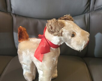 1960s Vintage Terrier Puppy Dog Plush Stuffed Animal