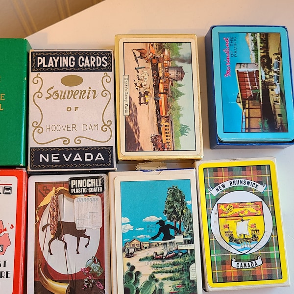 Vintage Playing Cards, America Mid Century Road Trip Souvenirs,