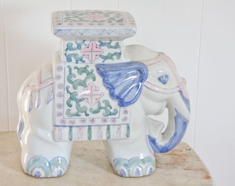 VINTAGE elephant Plant Stand in pink and blue