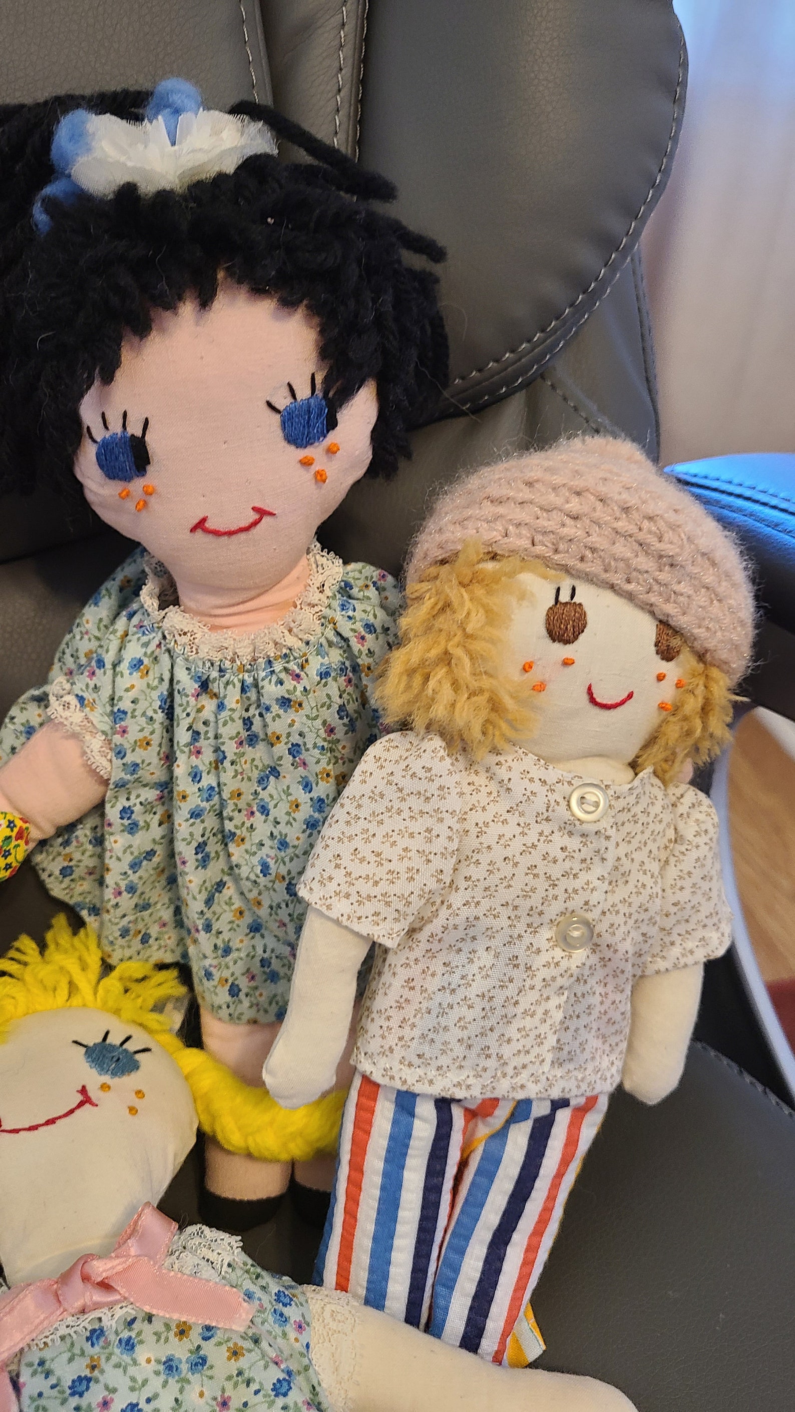 7 Vintage Cloth Dolls Lot Handmade Embroidered Faces Yarn Etsy