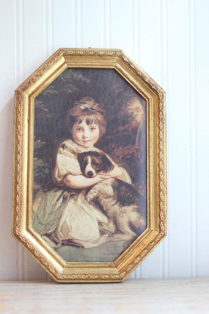 Joshua Reynolds Print Girls Portrait Girl and Dog Framed