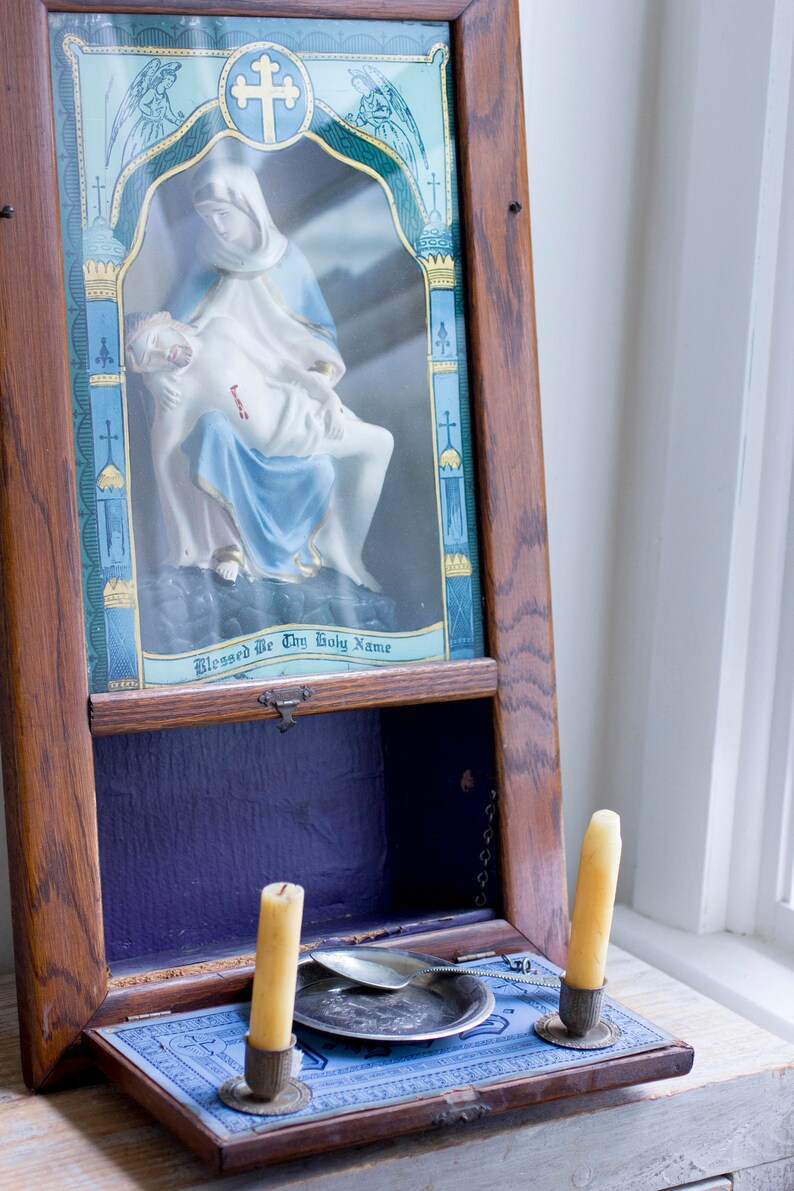 Antique The Pieta Religious Shadow Box Vintage Catholic Etsy