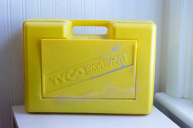 80s Vintage Tyco Super Building Blocks w Yellow Storage Case Etsy