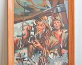 Vintage salée de la mer chien capitaine peinture par numéro peinture, décor nautique à la maison, encadré peinture Vintage, marin, Nea Marin, décoration d'intérieur