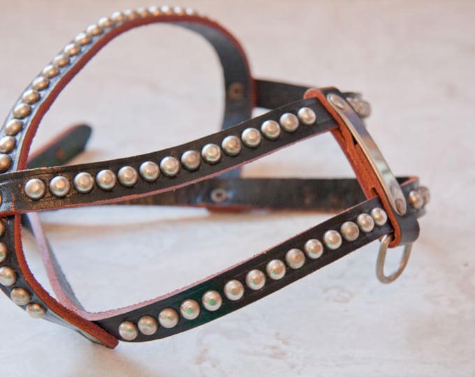 Small Leather Dog Harness Vintage Silver Studs Rock and Roll Etsy
