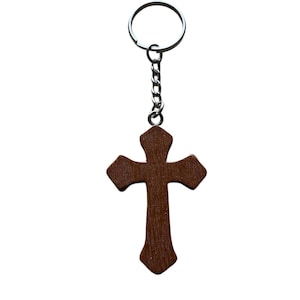 Handmade Wooden Cross Keychain