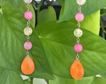 Sterling Silver Dangle Earrings. Spring Summer Fling Retro 90s